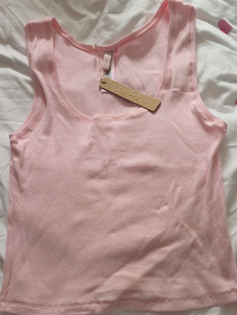 SKIMS Pale Pink Ribbed Scoop Neck Tank
